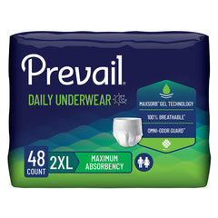 Prevail front packaging showing 48 ct and product benefits