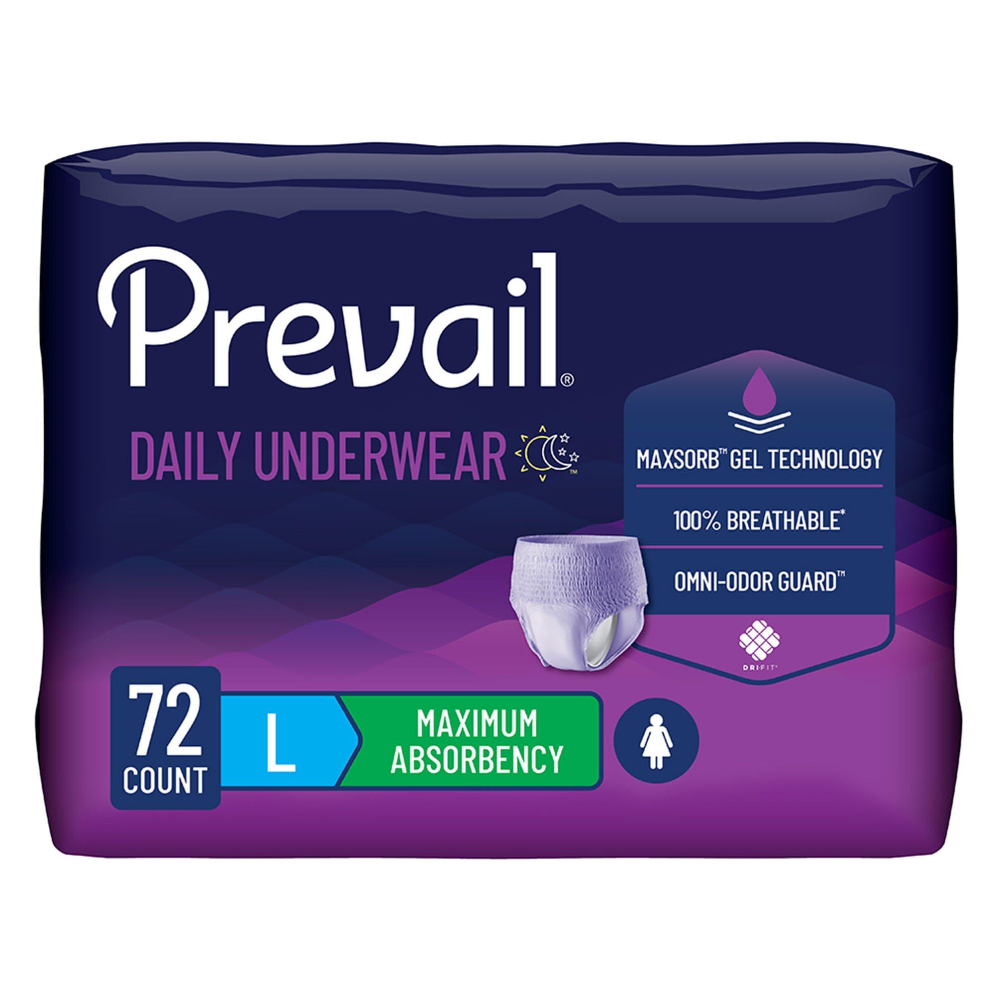 Prevail front packaging showing product count and protection benefits