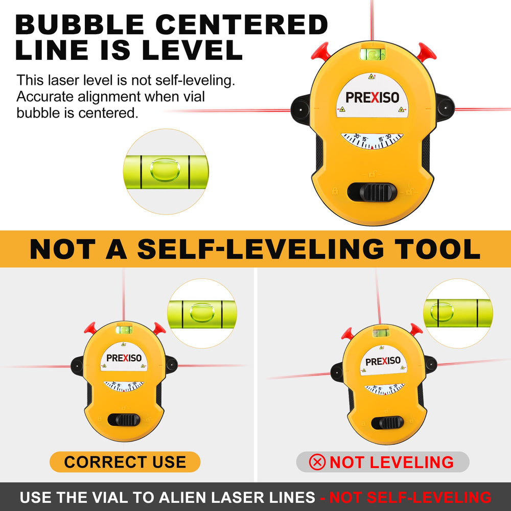 PREXISO laser projecting perpendicular lines on tile for precise layout