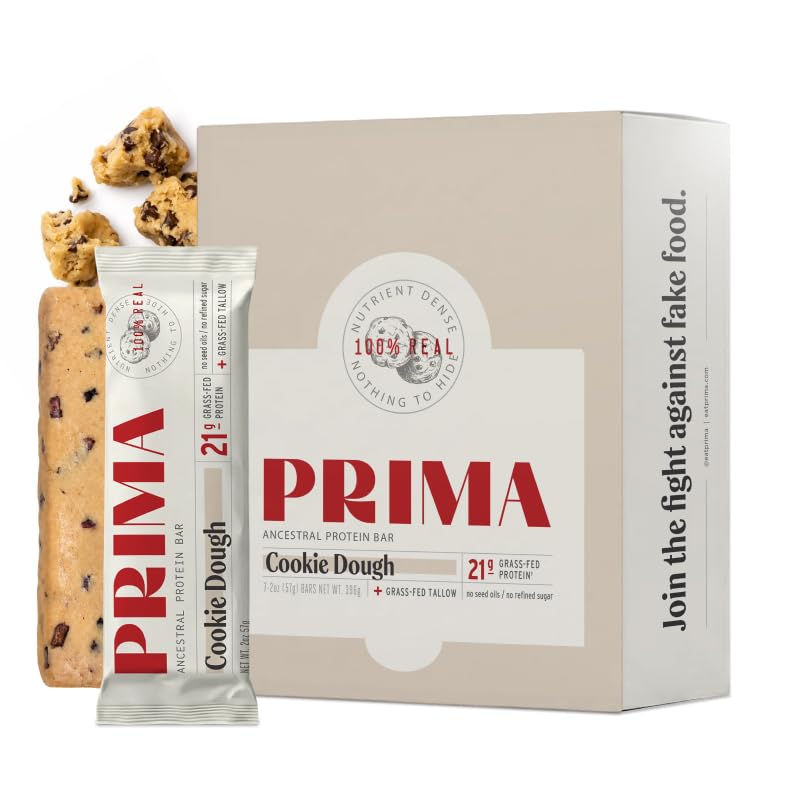 PRIMA ANCESTRAL PROTEIN BAR front packaging showing 7-pack and benefits