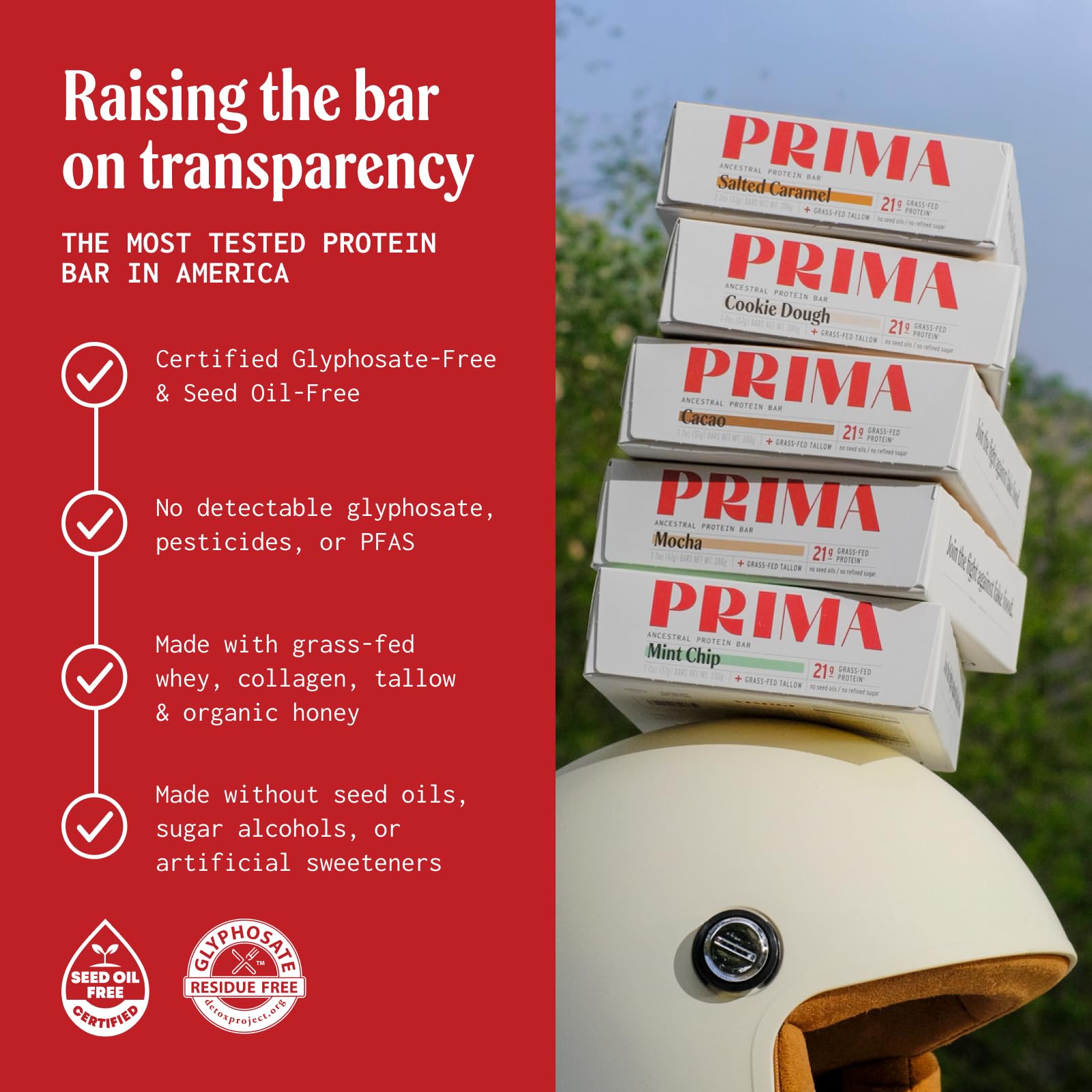 PRIMA ANCESTRAL PROTEIN BAR nutrition label visible for clear macro tracking