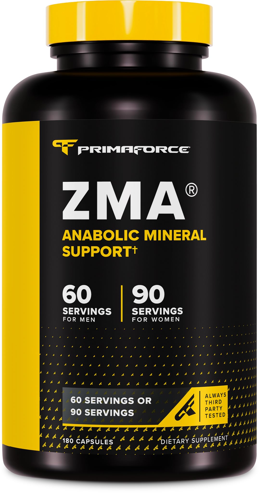 Primaforce ZMA front bottle view showing supplement packaging and benefits