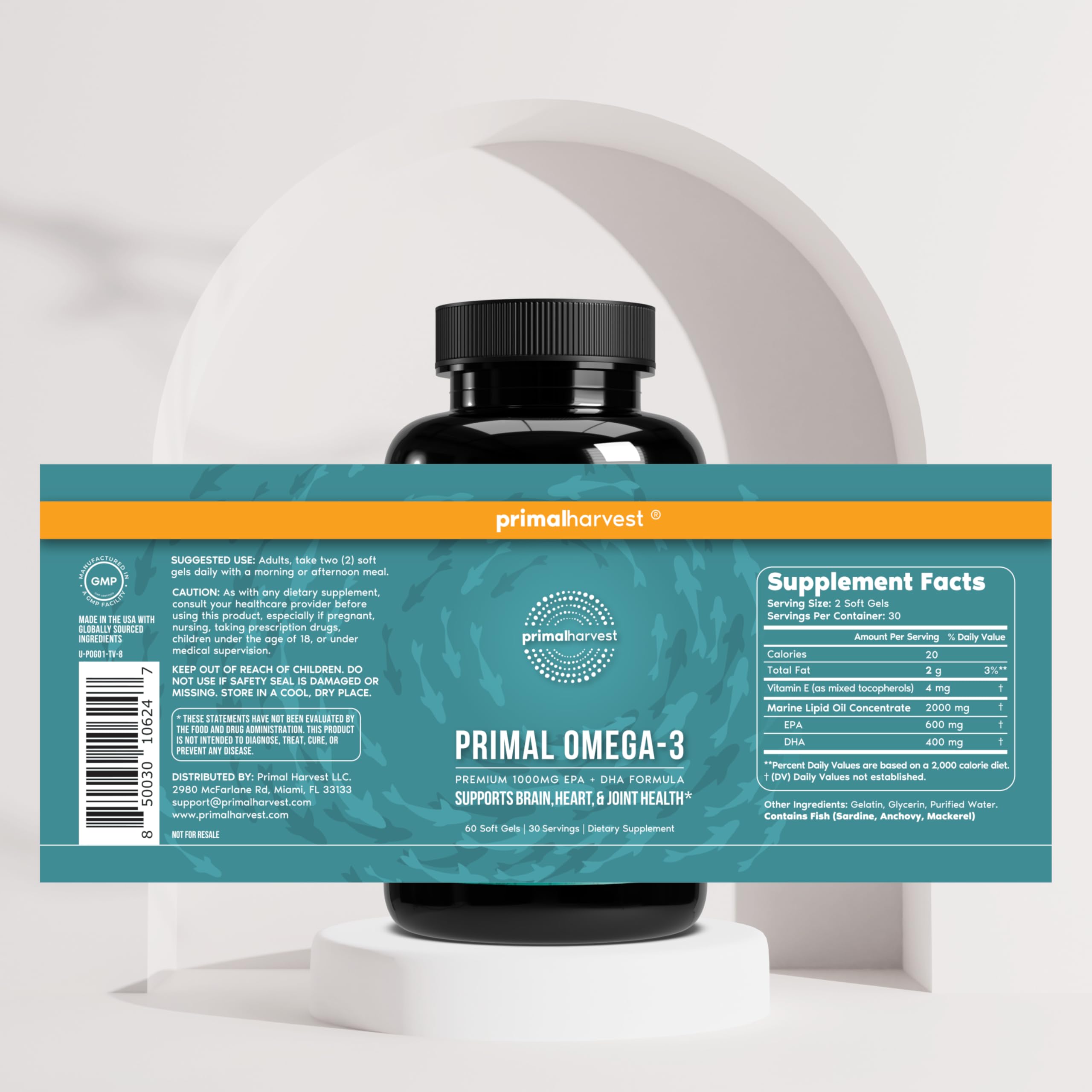 Primal Harvest nutrition facts and ingredient panel for transparency and testing