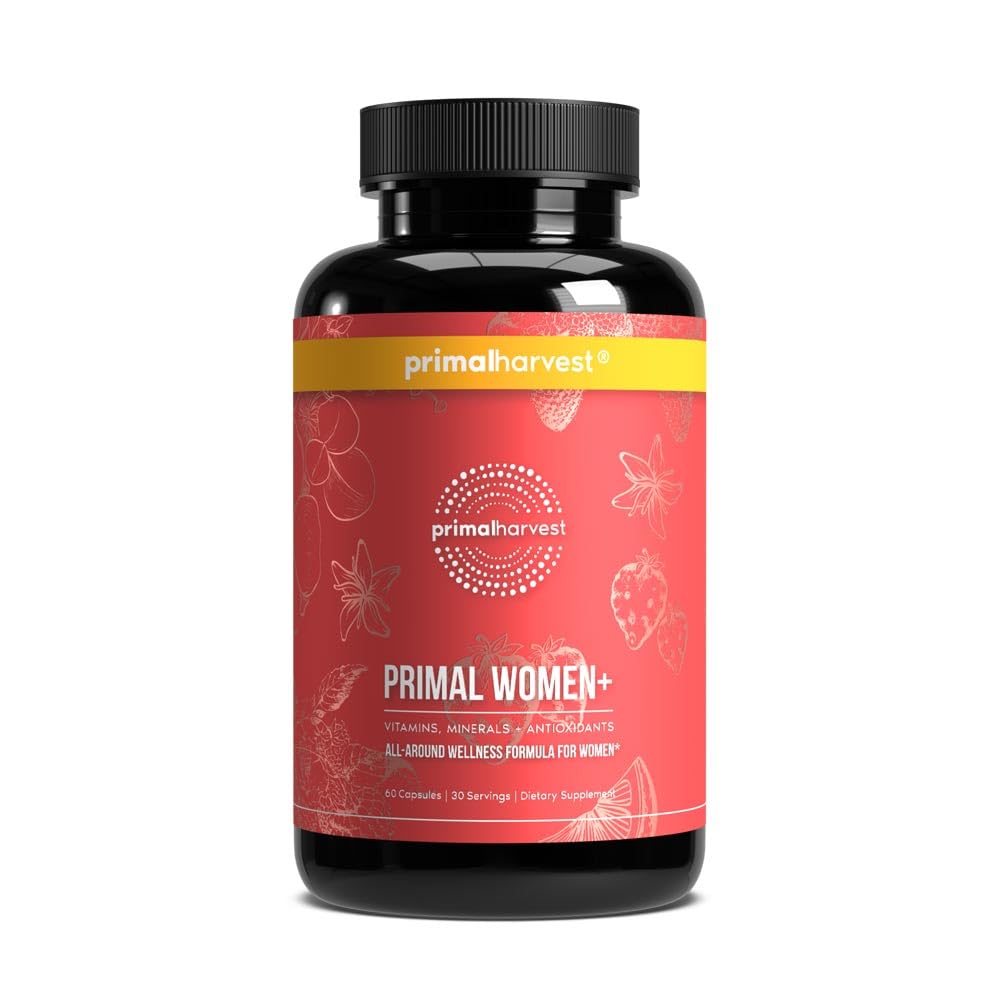 Primal Harvest Women+ front bottle showing packaging and benefits