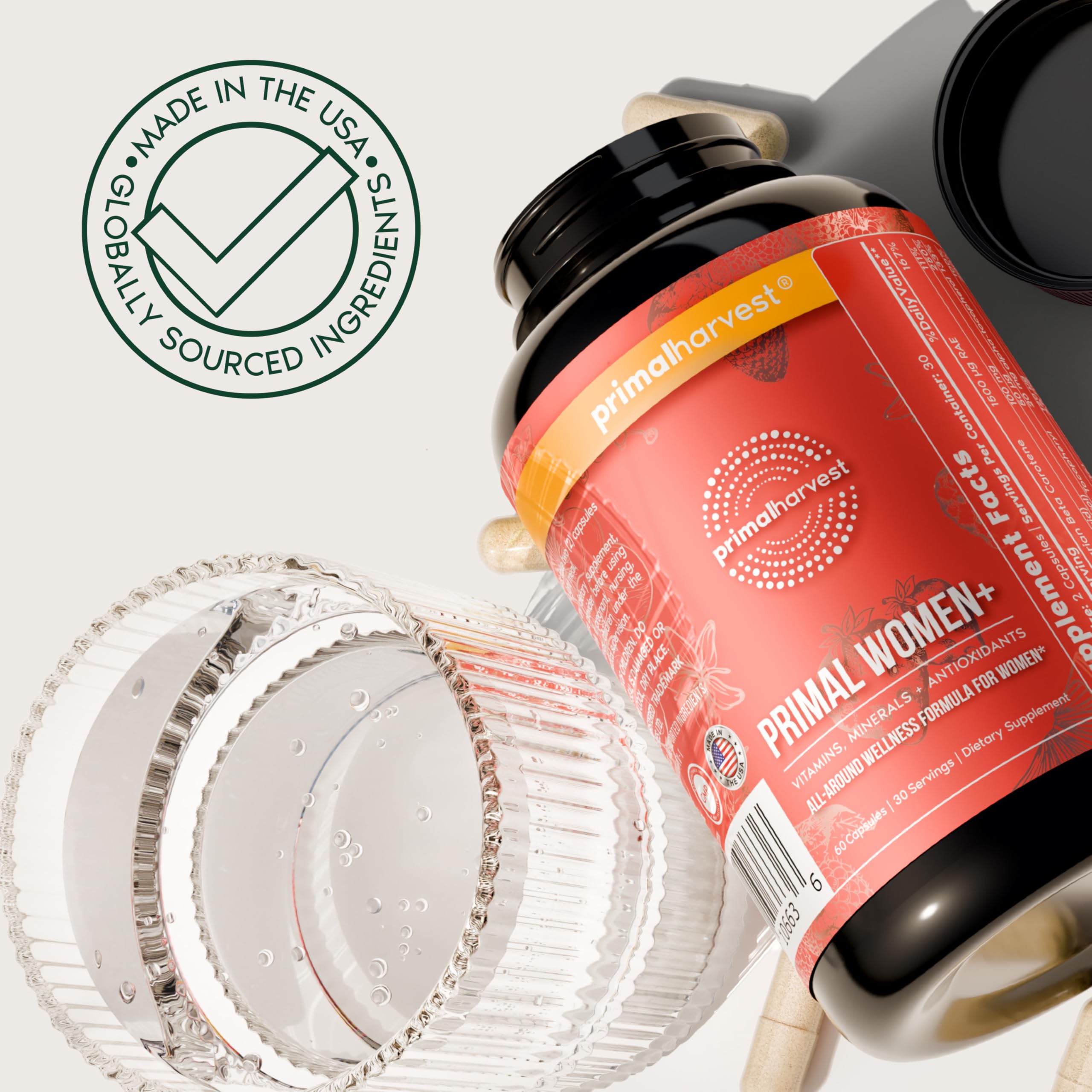 Primal Harvest Women+ quality seal representing GMP-certified manufacturing