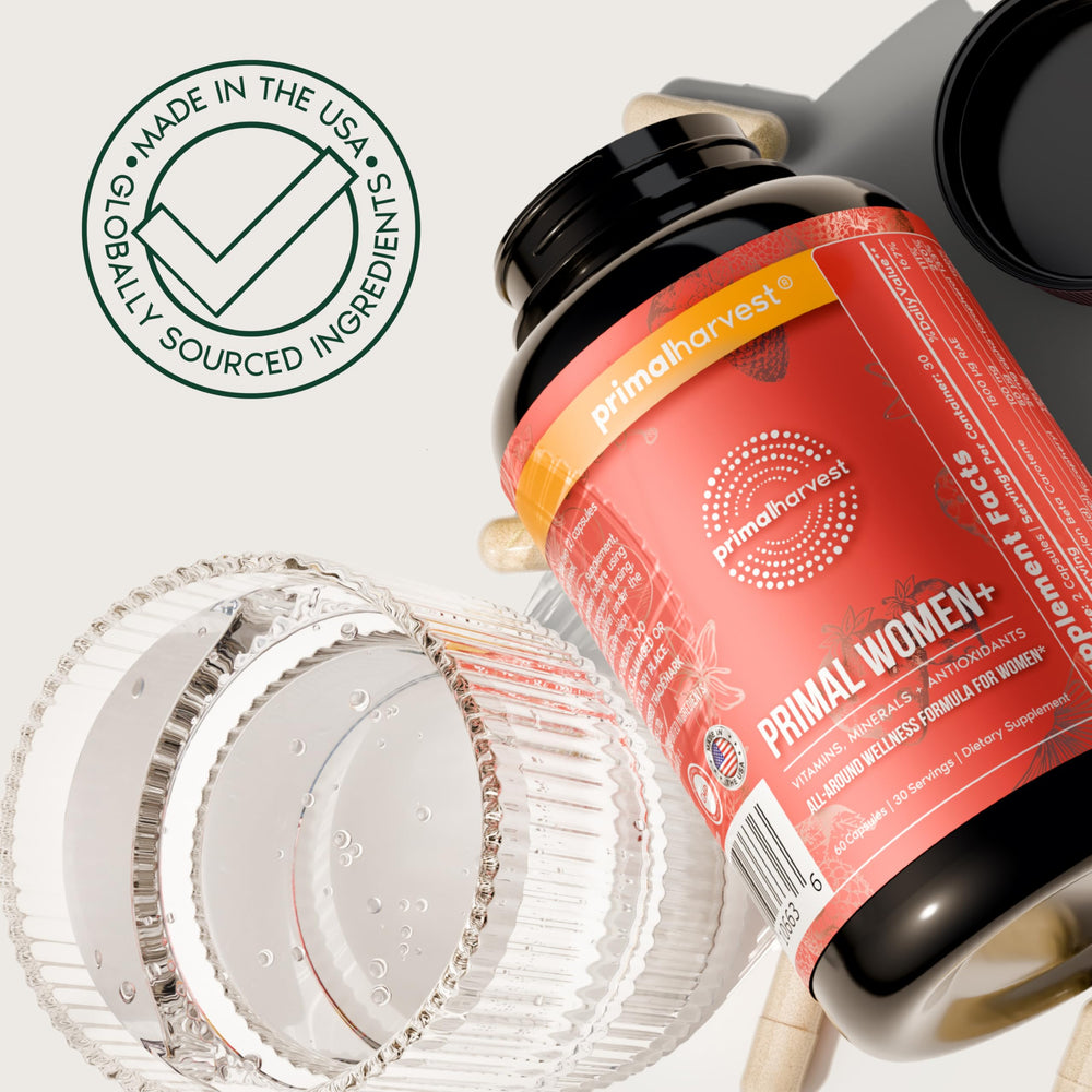 Primal Harvest Women+ quality seal representing GMP-certified manufacturing