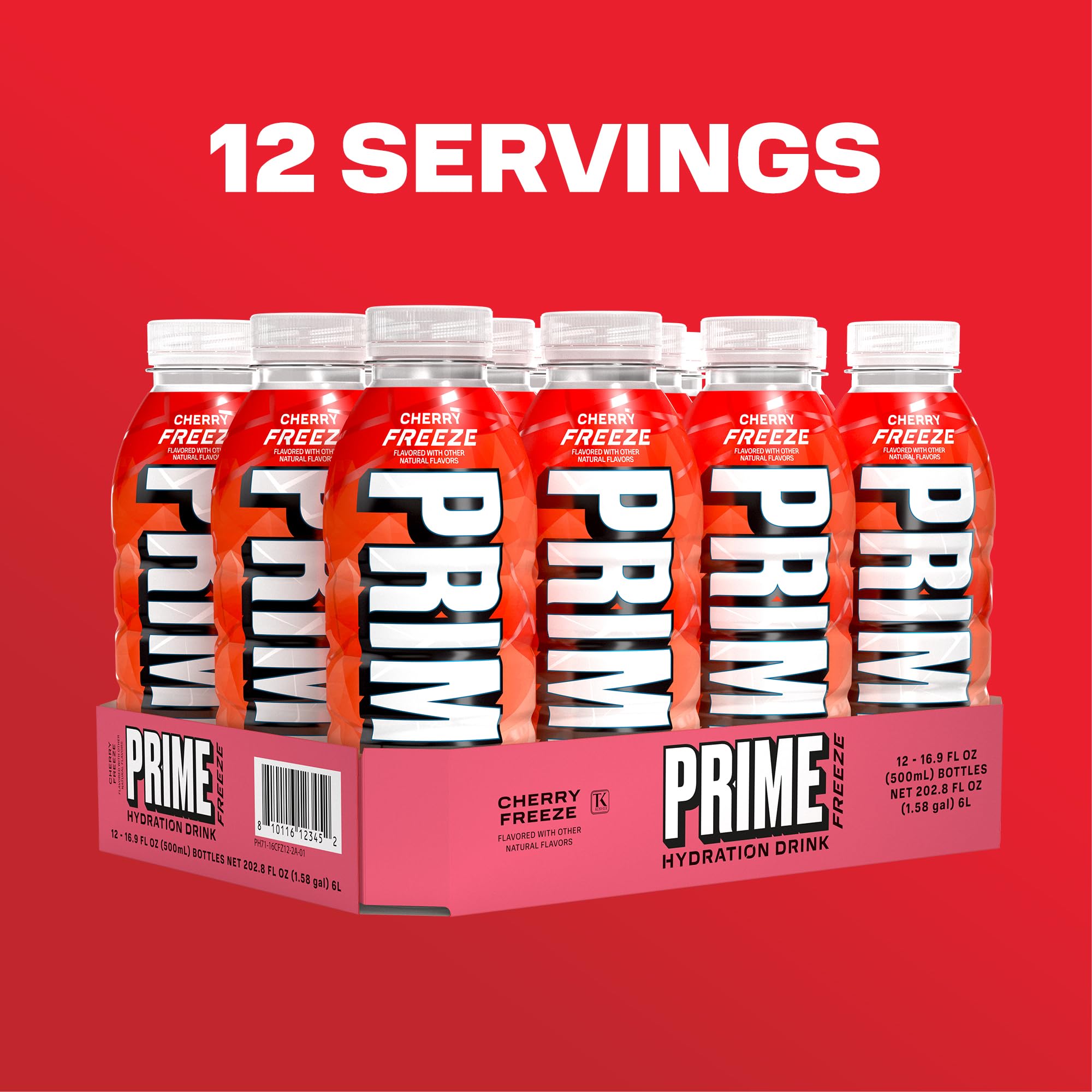 PRIME Hydration Cherry Freeze nutrition label close view showing electrolytes and ingredient clarity