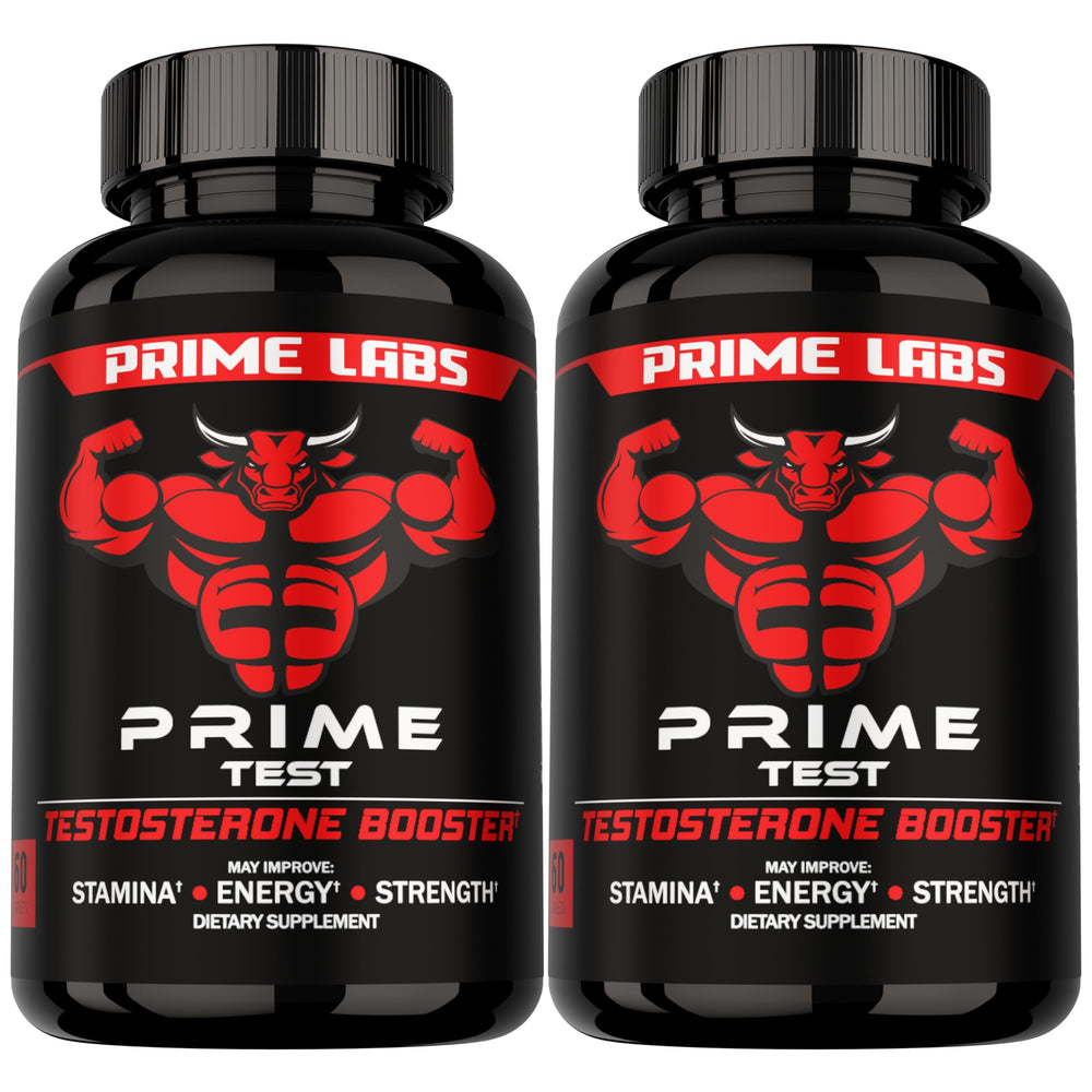 Prime Labs front packaging showing supplement bottle and benefits