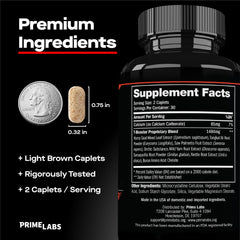 Prime Labs ingredients label detail showing herbal extracts list