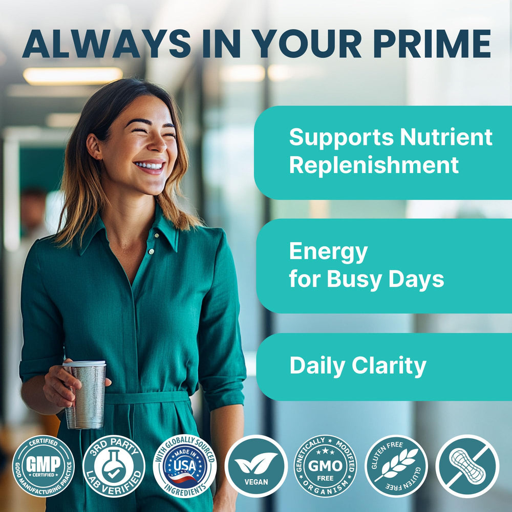 PrimeMD on kitchen counter with breakfast suggesting daily routine