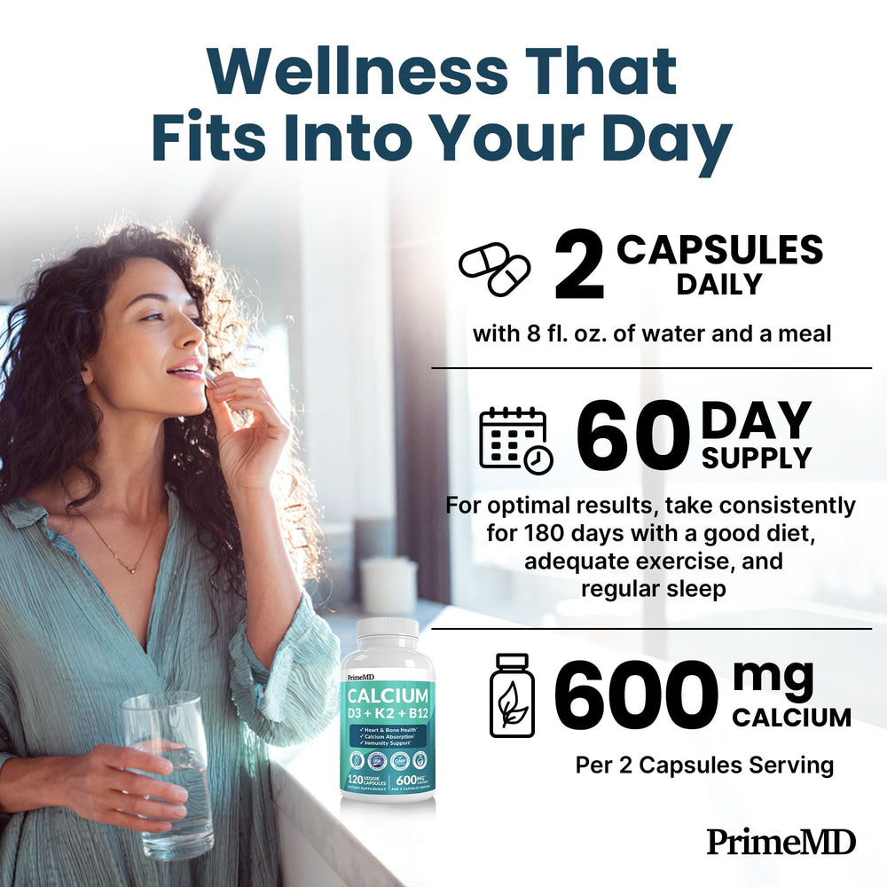 PrimeMD bottle beside a ruler for size and capsule scale reference