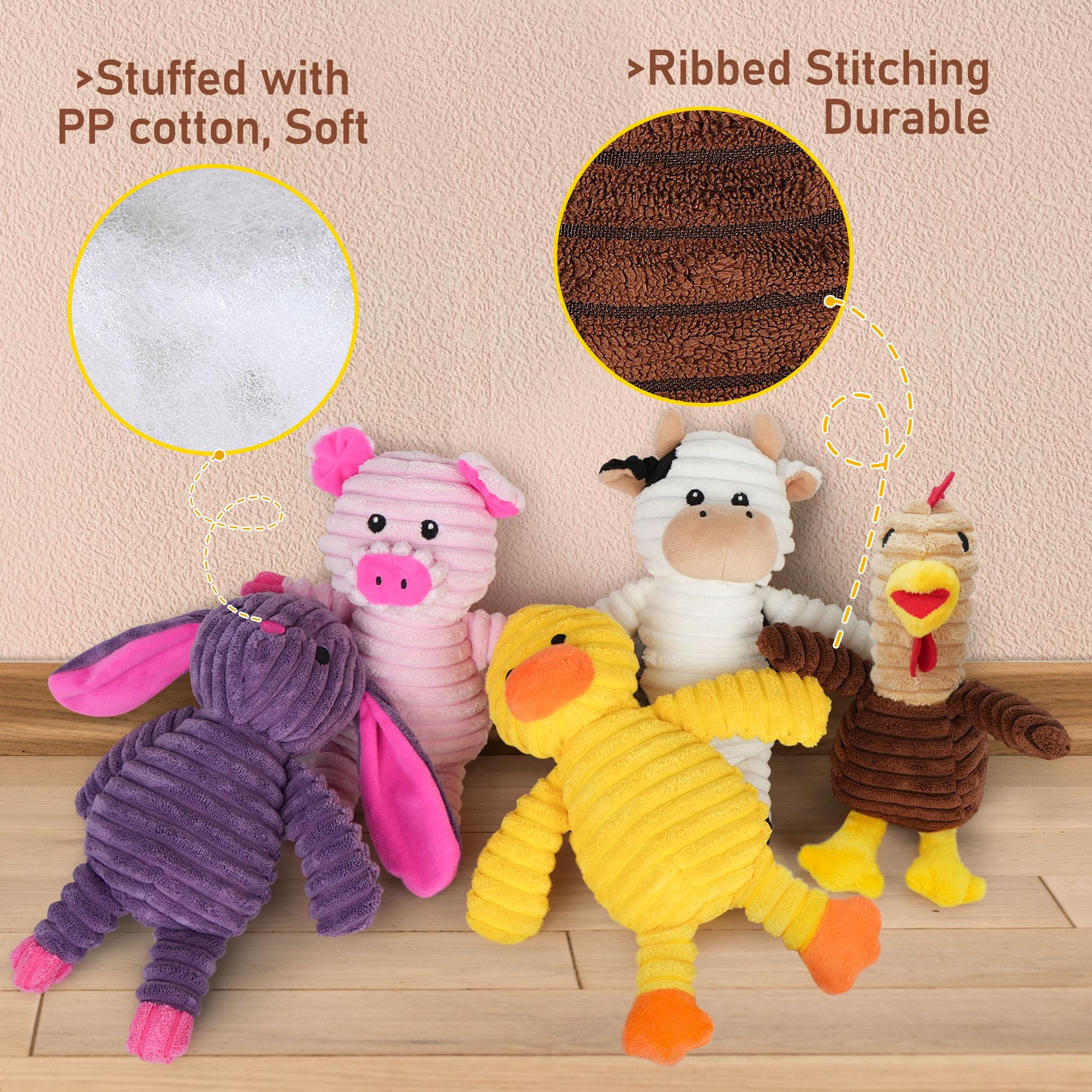 PrimePets pink pig toy detail displaying soft plush texture for gentle chewing