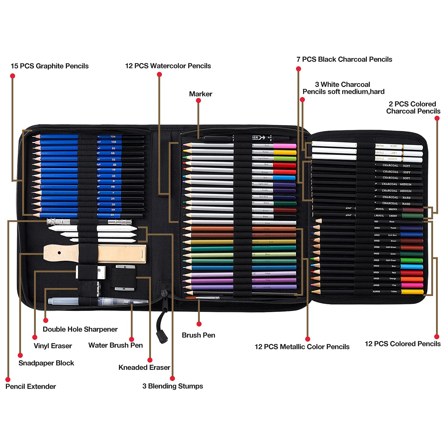 Prina 3-color sketchbook open to white tan and black pages highlighting versatile paper options