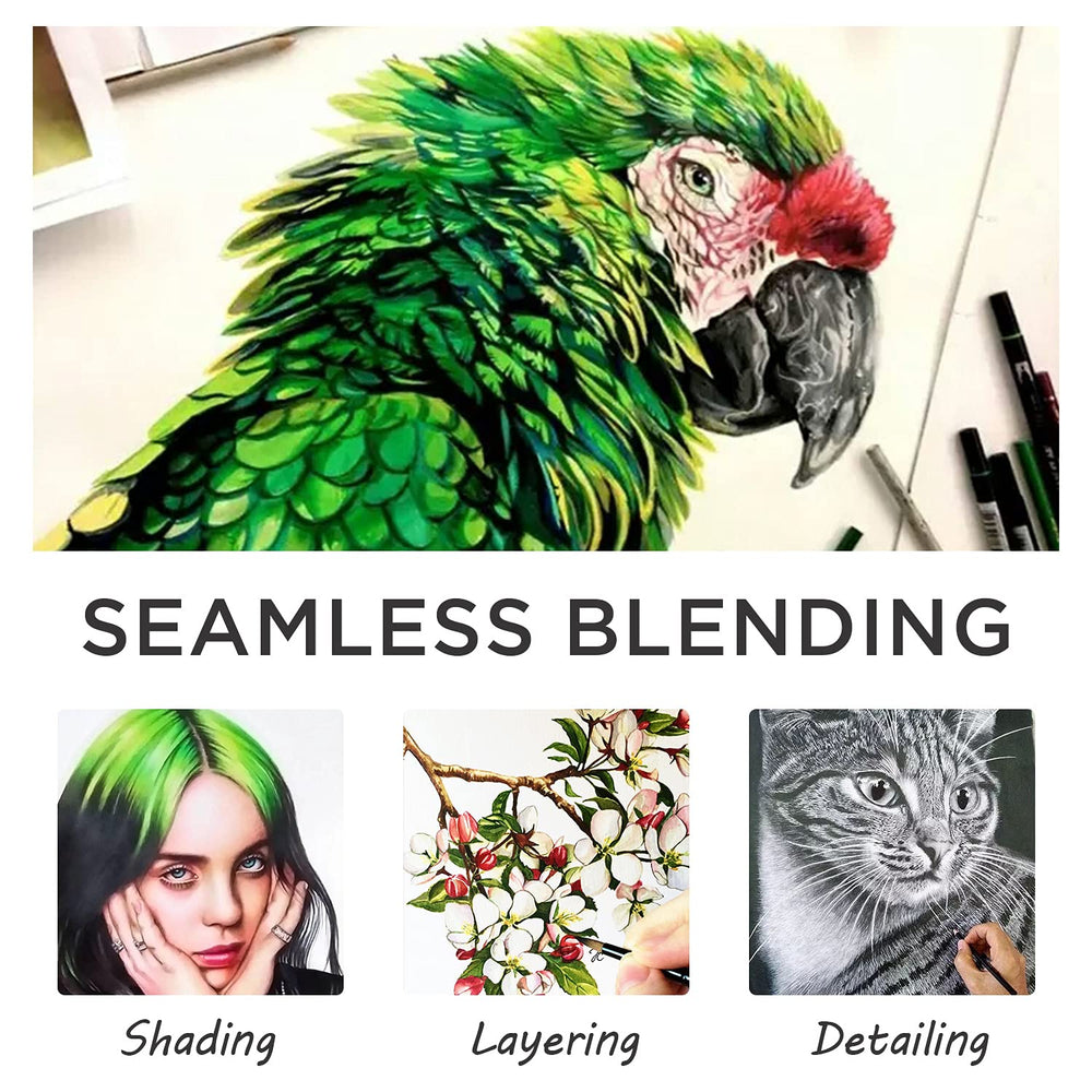 Prina pencil array showing colored, metallic and graphite pencils for broad creative range
