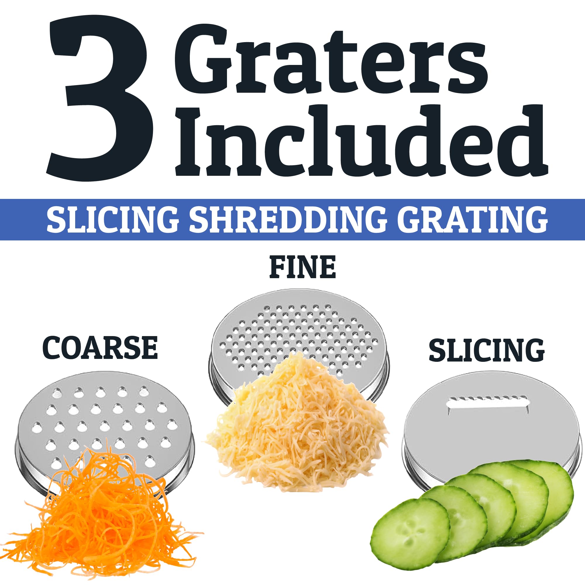 Priority Chef grater attachment in use over bowl allowing direct grating into bowl