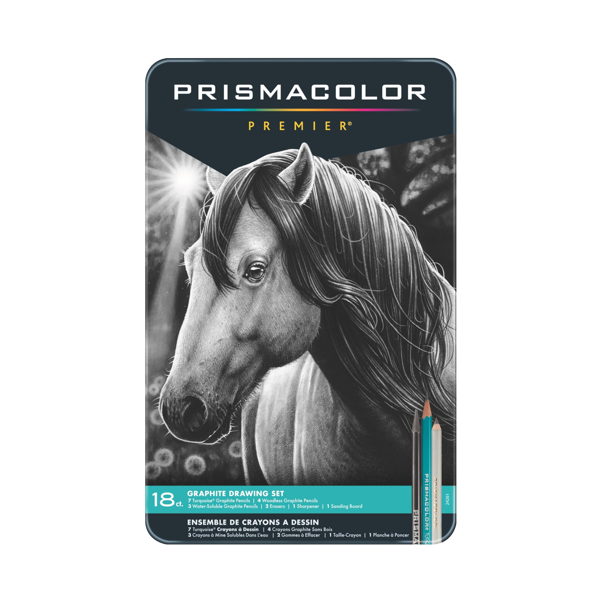 Prismacolor front packaging showing full 18-piece set and organized layout for quick use