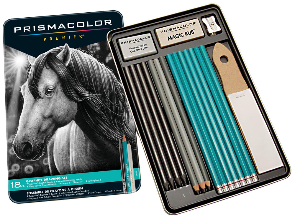Prismacolor woodless graphite sticks displayed to show wide coverage and consistent tone