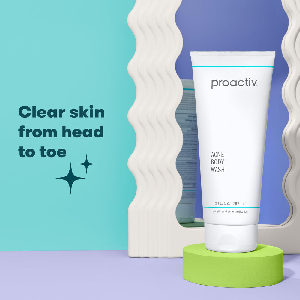 Proactiv bathroom lifestyle bottle on shelf suggesting daily, soothing routine