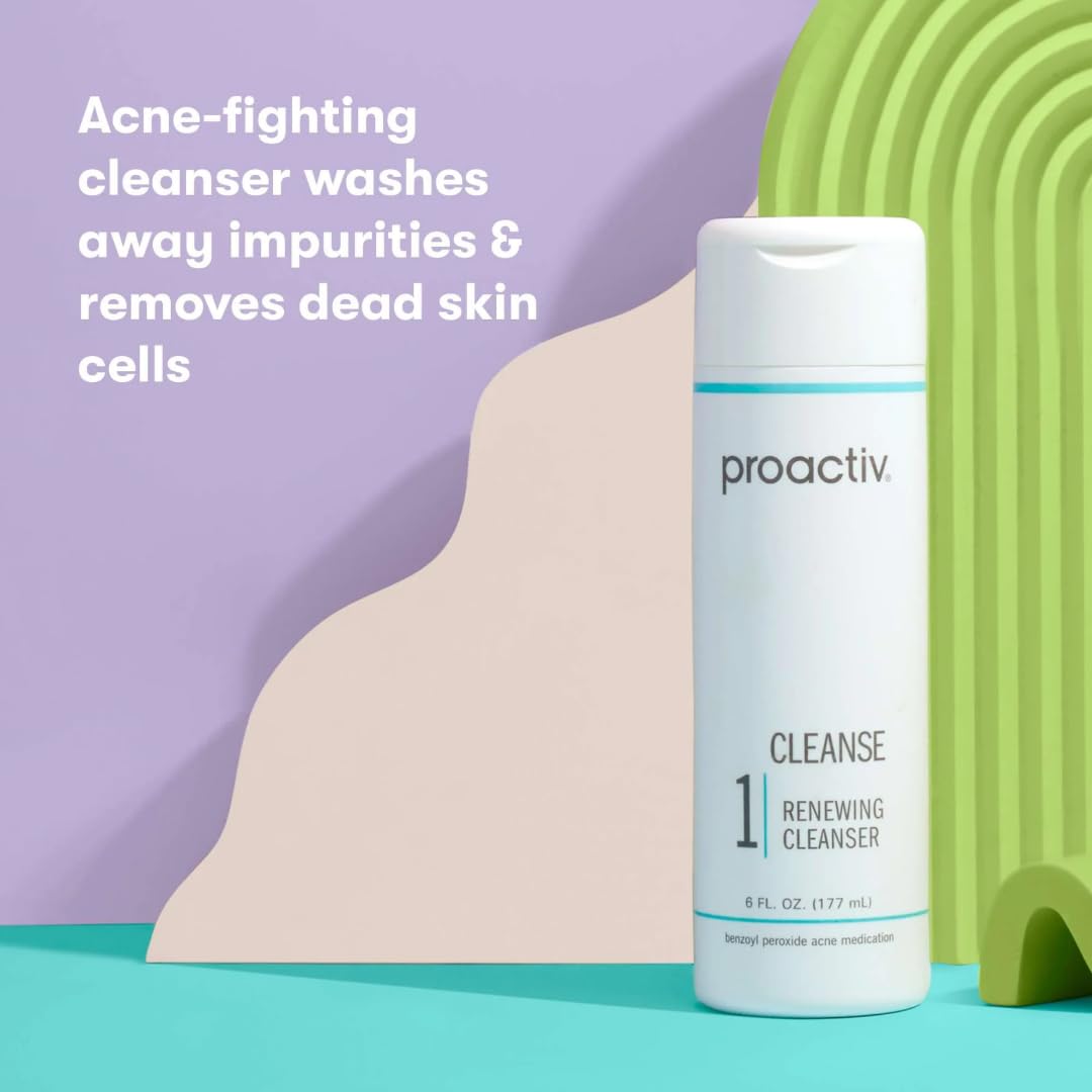 Proactiv in bathroom routine lifestyle shot showing confident post-wash glow