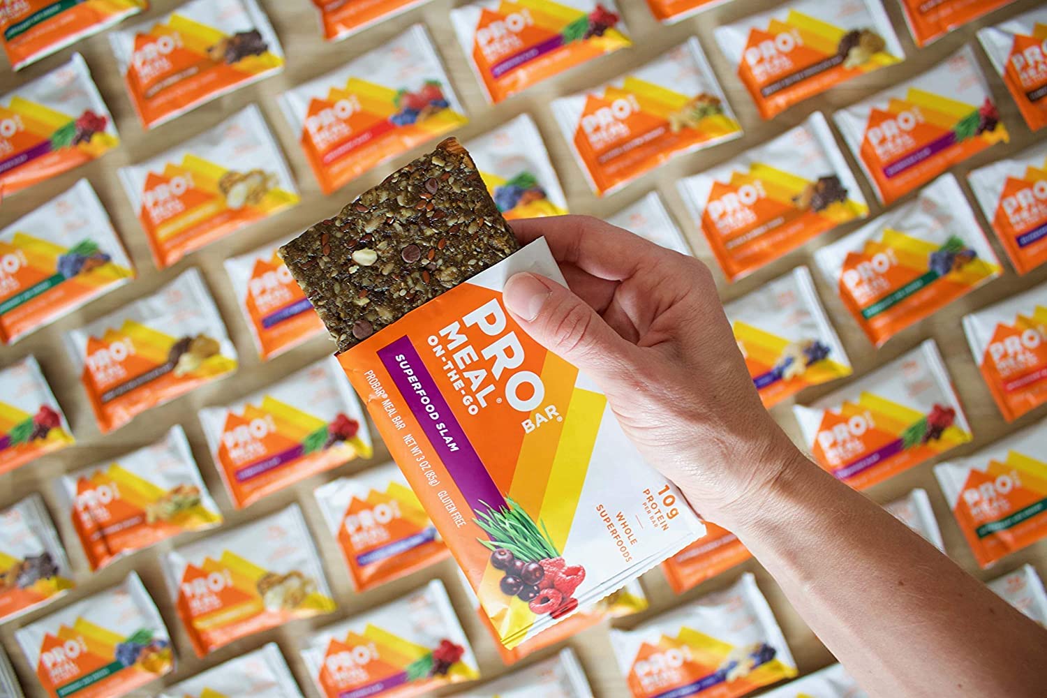 Close-up of PROBAR nutrition label and ingredients panel for clear product information