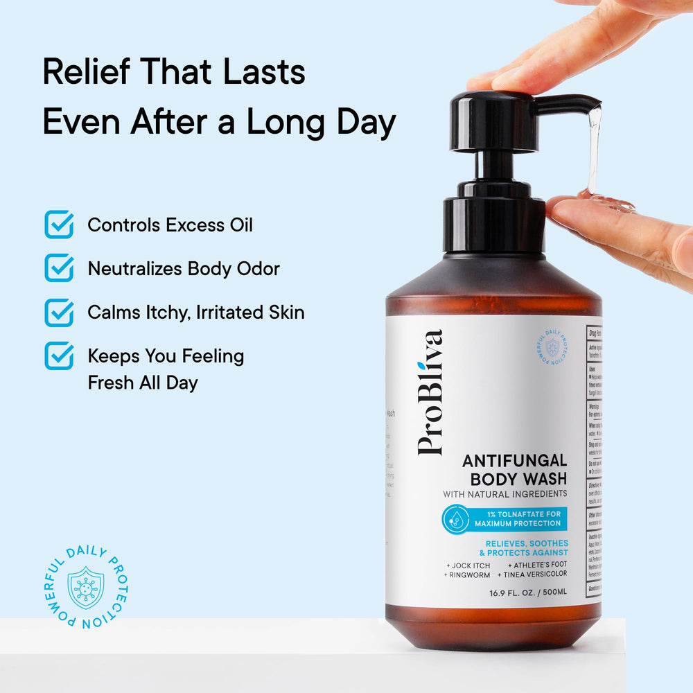 ProBliva applied to foot showing antifungal relief and odor control