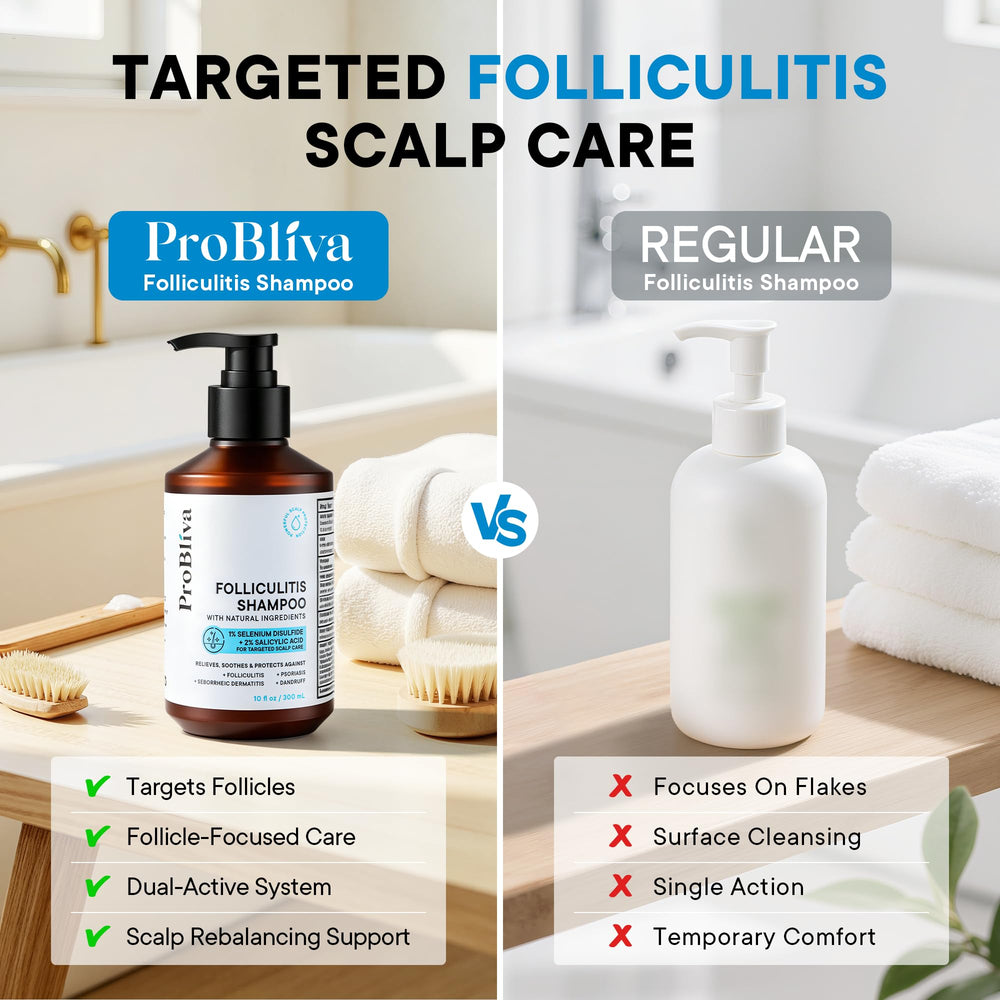 ProBliva bottle beside hairbrush to show true product size
