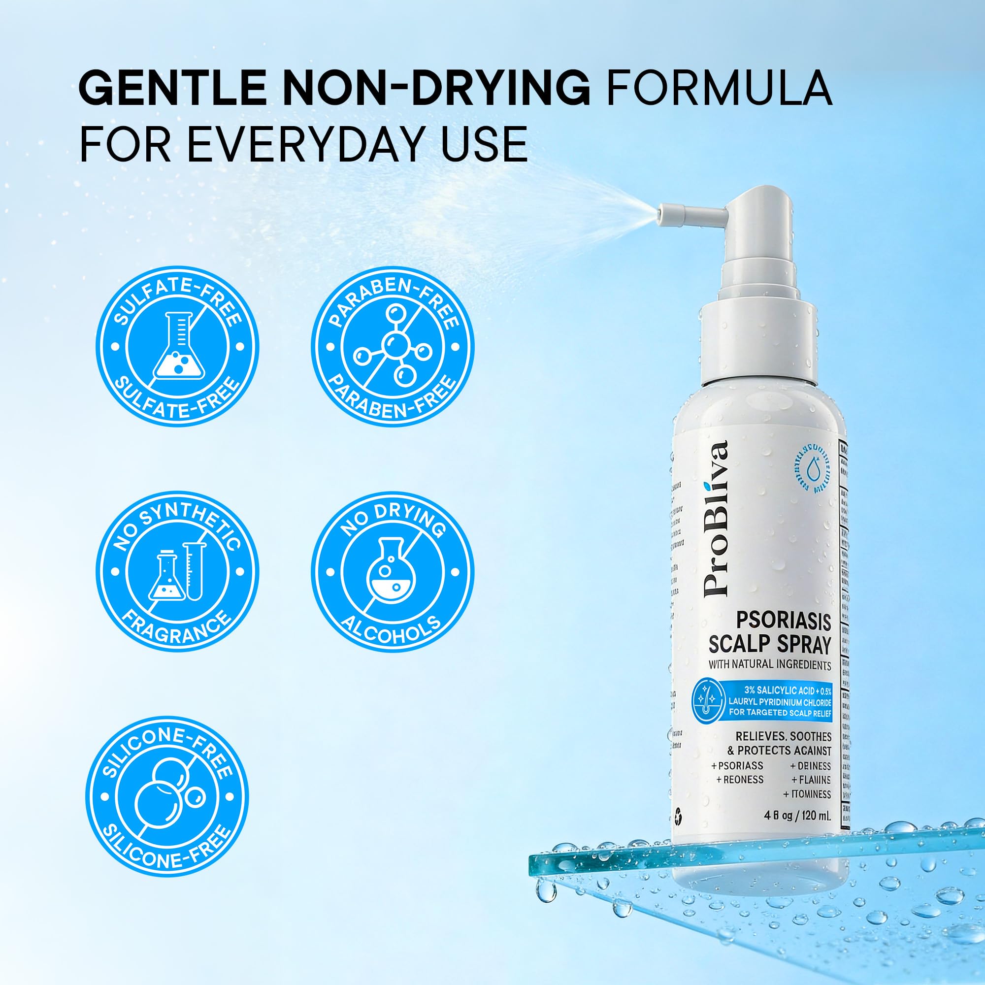 ProBliva label close-up highlighting zinc pyrithione and salicylic acid ingredients