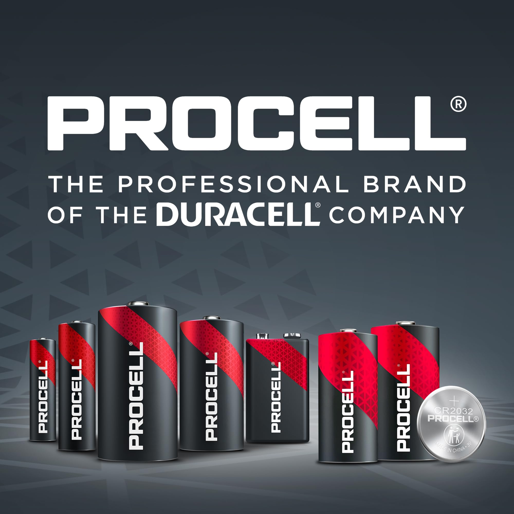 PROCELL batteries next to a ruler showing size and scale for correct device fit