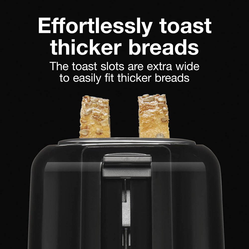 Proctor Silex close-up of extra-wide slot fitting thick bread for versatility
