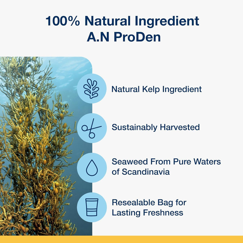 ProDen PlaqueOff open packaging view showing resealable bag for freshness preservation