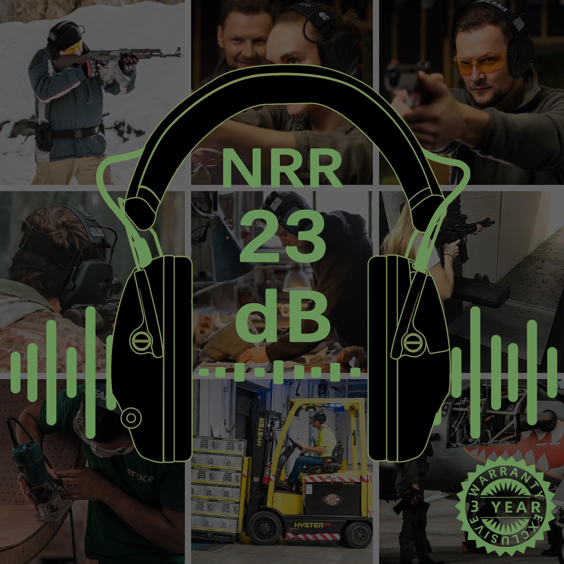 PROHEAR worn by shooter at range showing clear communication and noise suppression