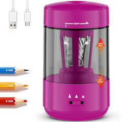 prolixity magenta front view showing pencil inserted and quick sharpening benefit