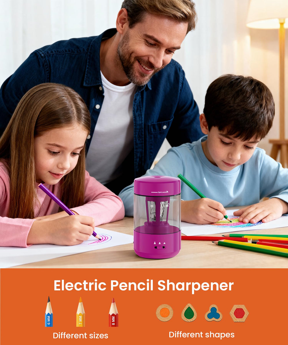 prolixity in-use with student using sharpener for hands-free convenience benefit