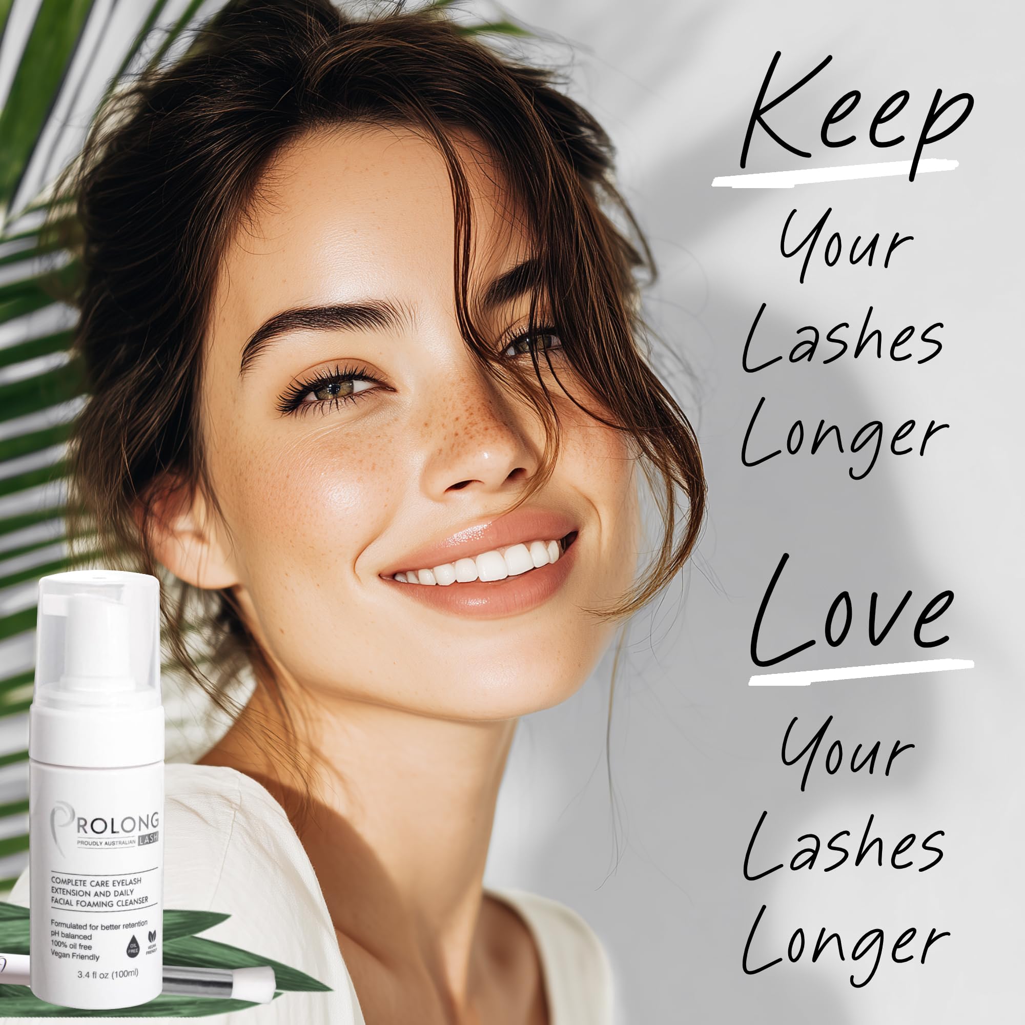 PROLONG LASH foam texture close-up illustrating gentle non-oily cleansing action