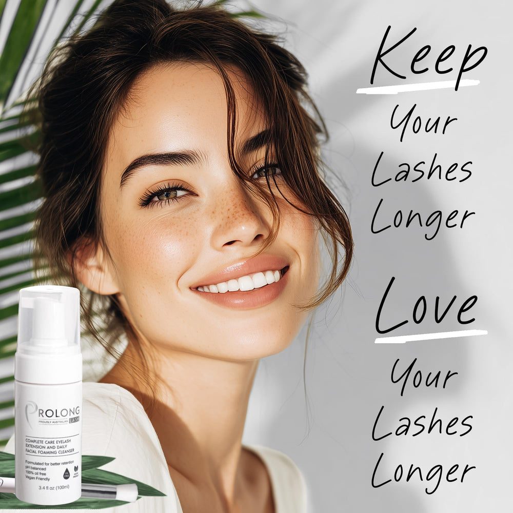 PROLONG LASH foam texture close-up illustrating gentle non-oily cleansing action