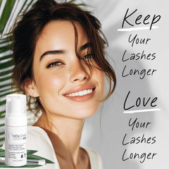 PROLONG LASH foam texture close-up illustrating gentle non-oily cleansing action