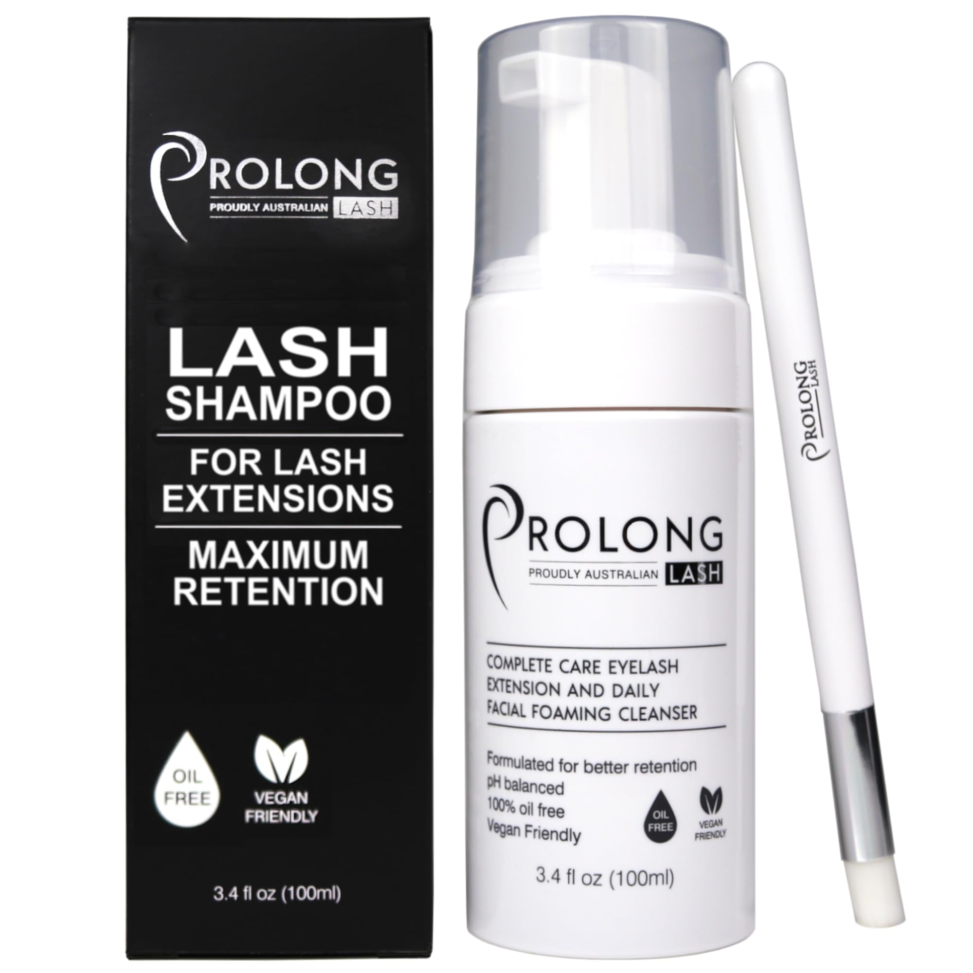PROLONG LASH front packaging 100ml bottle shows professional salon-ready cleanser