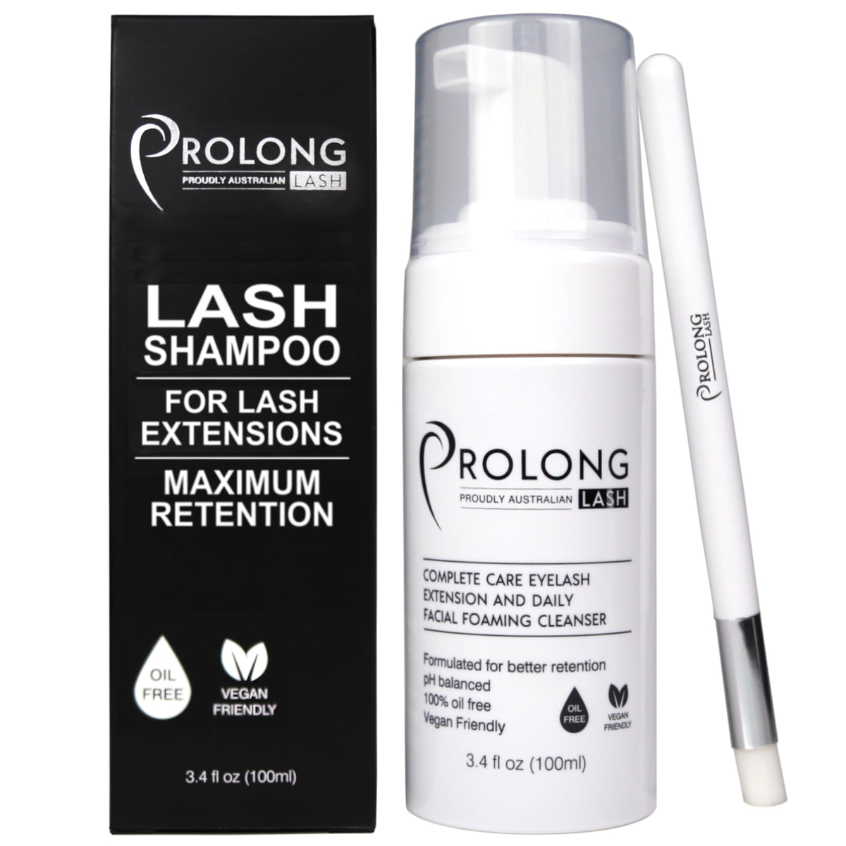 PROLONG LASH front packaging 100ml bottle shows professional salon-ready cleanser
