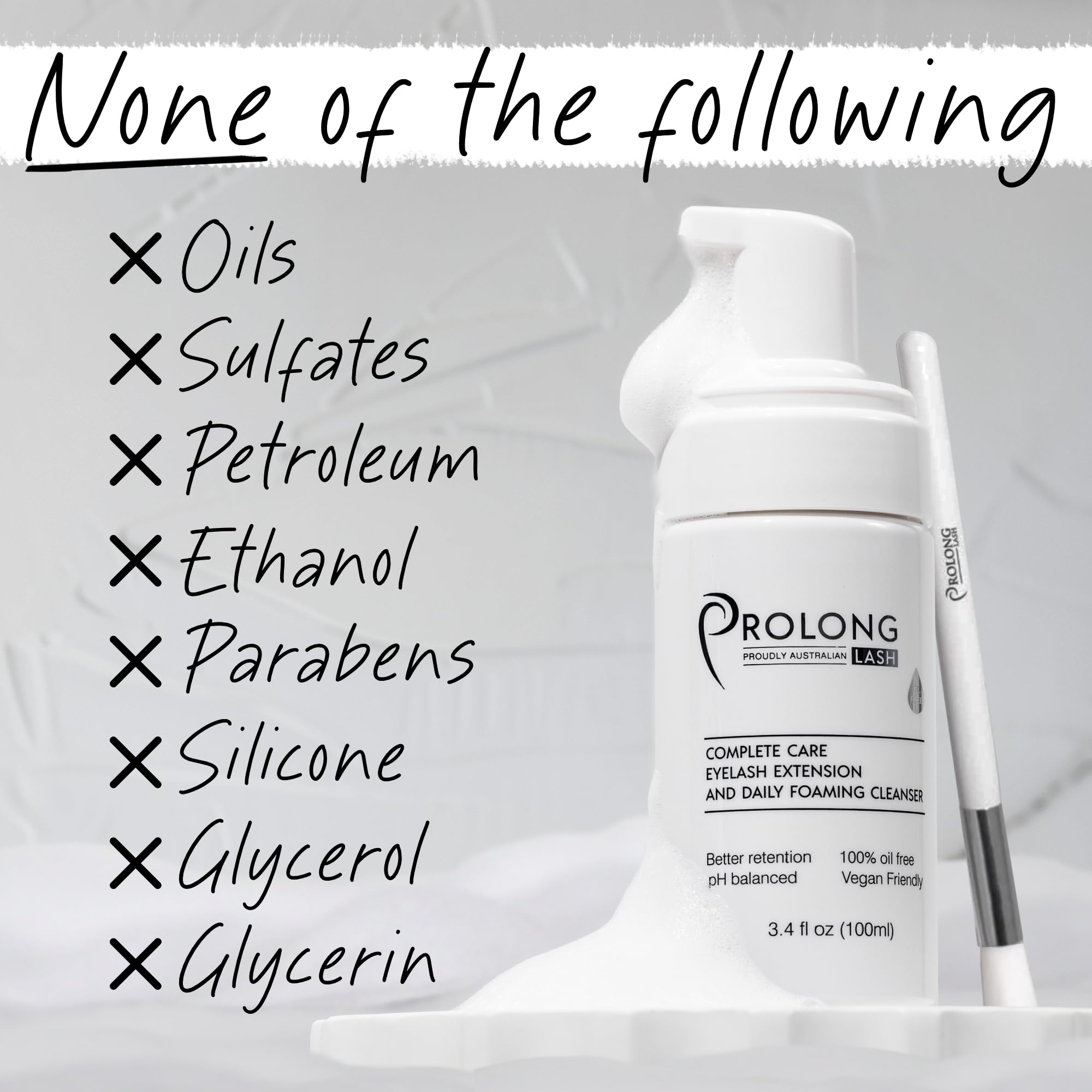 PROLONG LASH bottle in hand shows 100ml size for salon and home convenience