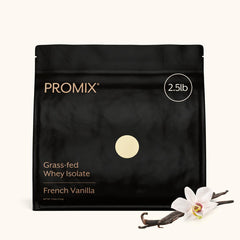 ProMix Nutrition front label showing vanilla tub and clean ingredients benefit