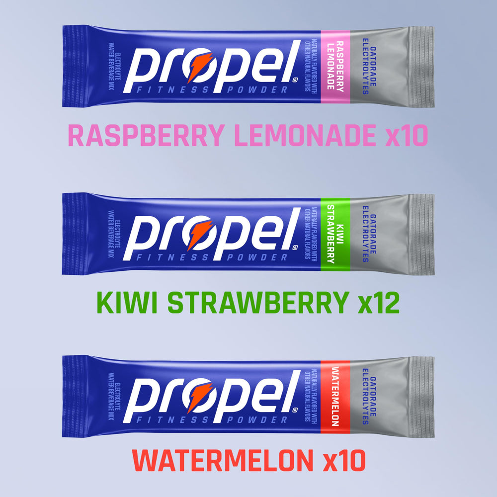 Propel powder dissolving in water demonstrating quick mixing and refreshment