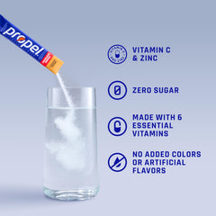 Propel single-serve powder stick being opened for fast no-sugar mixing on the go