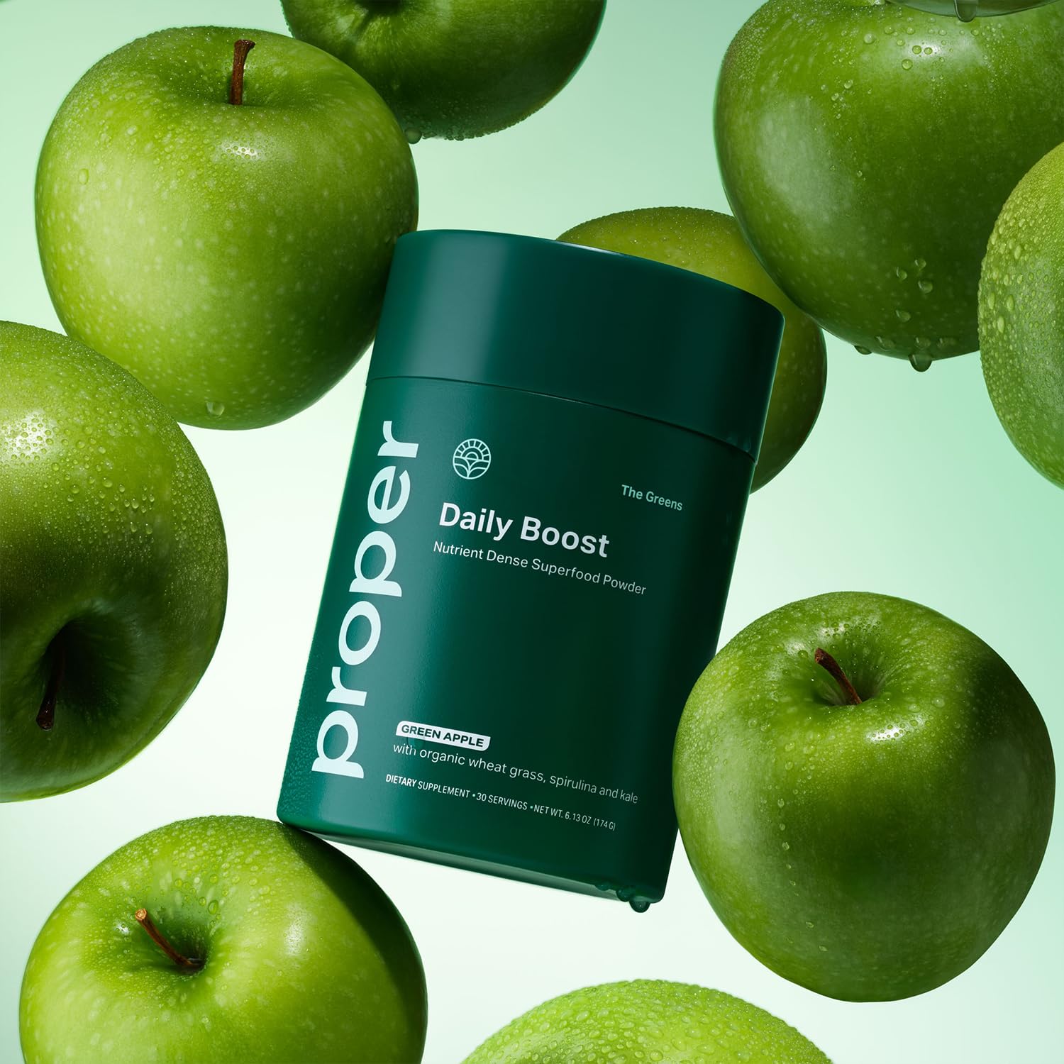 Proper The Greens jar on a breakfast table in lifestyle scene for everyday use appeal