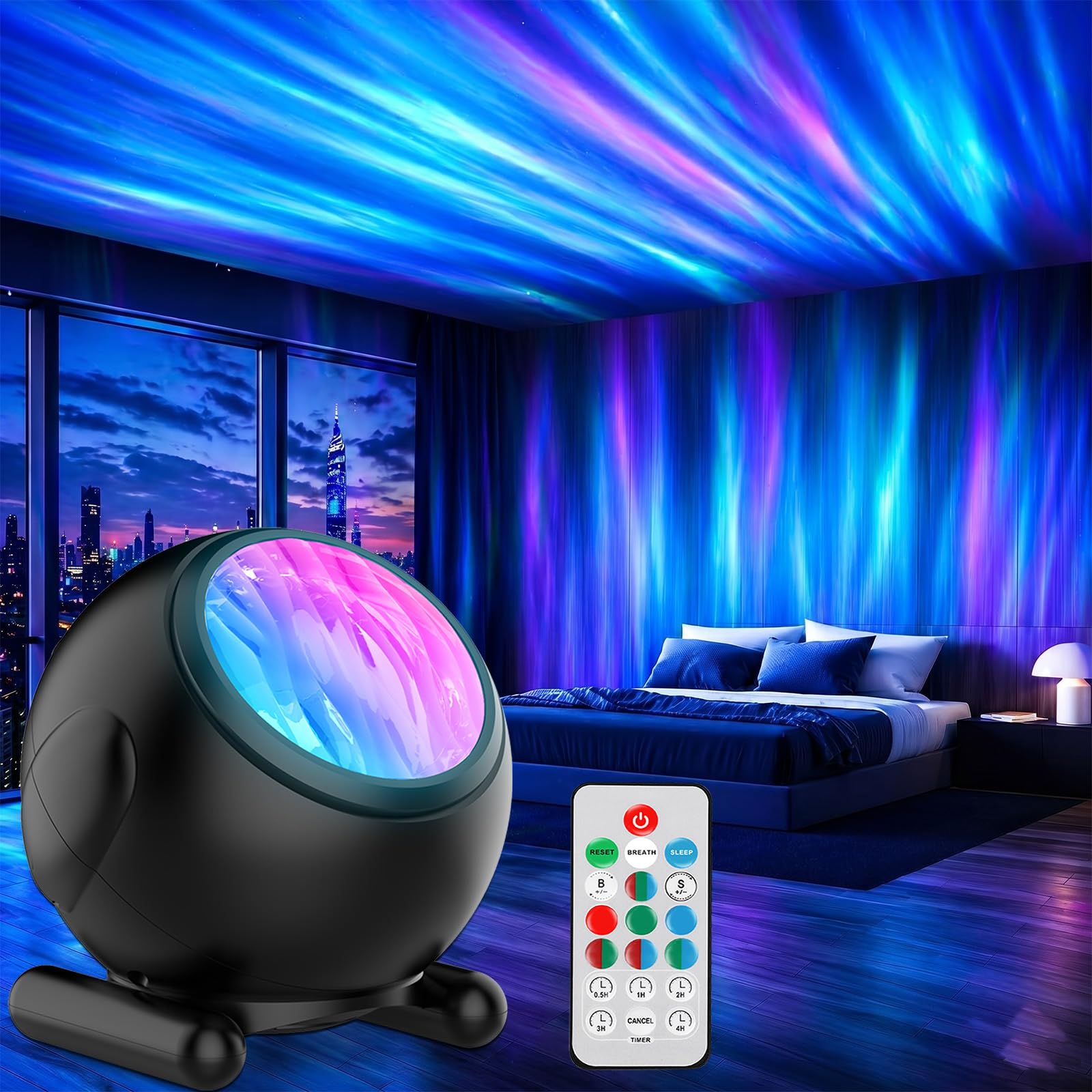 Proran projector front view showing compact design and colorful effect