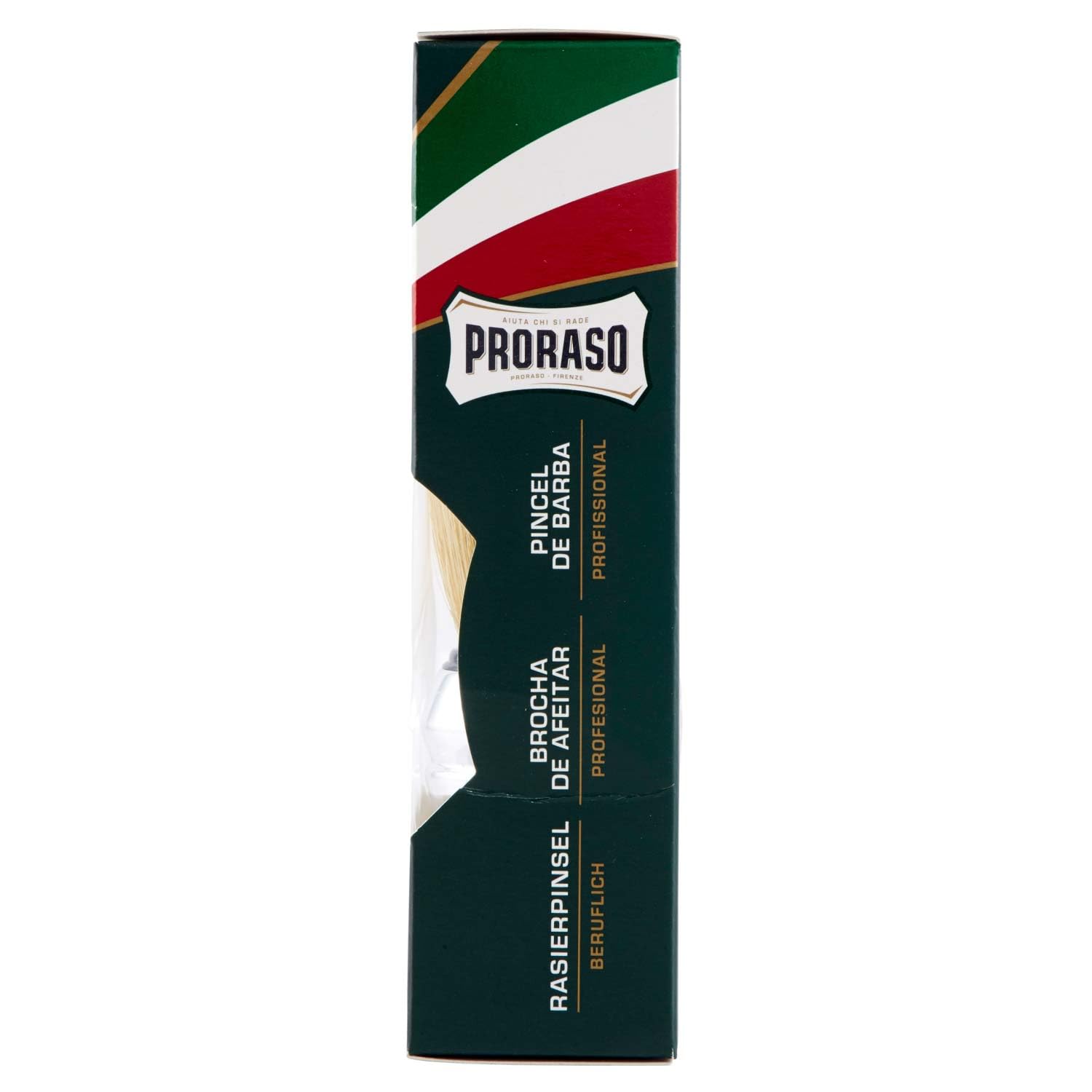Proraso brush creating dense foam on face for smooth shave