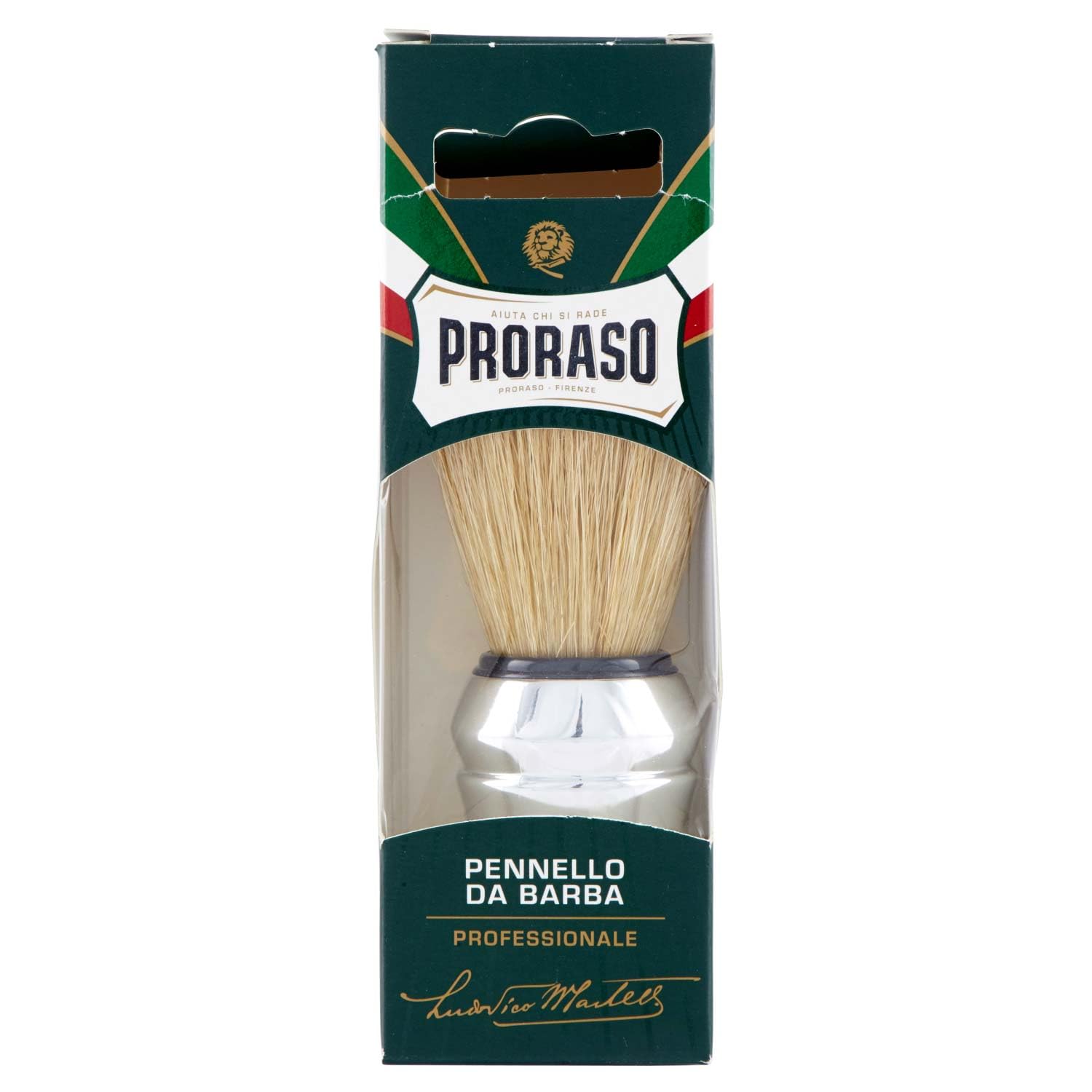 Proraso front view brush showing full head for faster lathering