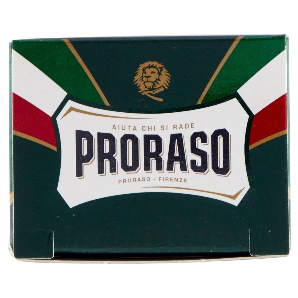 Proraso brush next to hand showing scale for confident sizing