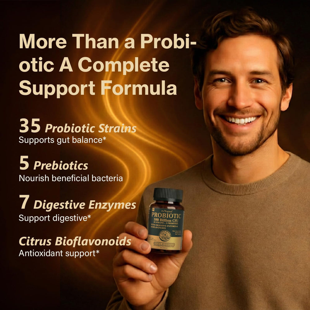 Proriginal capsule in hand for size comparison, shows easy-to-swallow capsule benefit