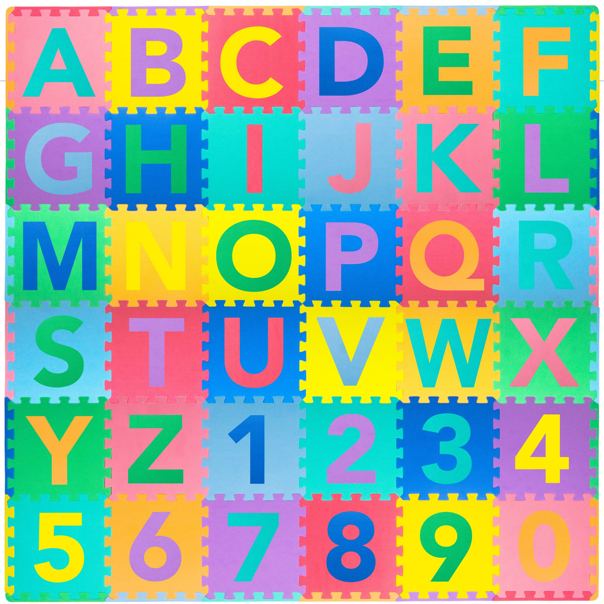 ProSource full assembled play mat showing colorful alphabet tiles and safe coverage