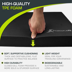 ProsourceFit pad in use during single-leg lunge demonstrating improved balance benefit
